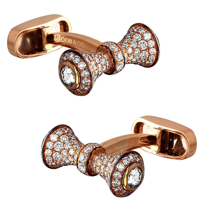 Jacob & Co.  Barbell Cufflinks with White Diamonds Image 1