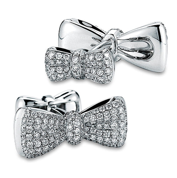 Jacob & Co. Bow Tie Cufflinks with Pave Set White Diamonds Image 1
