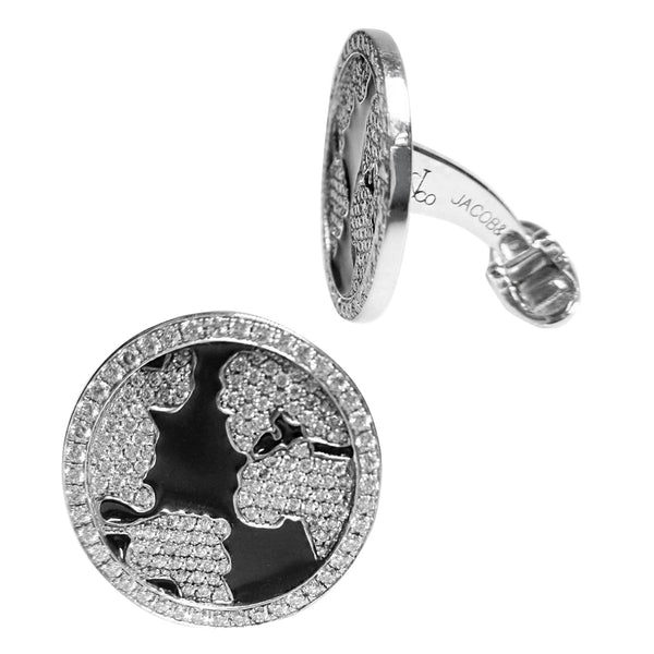 Jacob & Co. World Map Cufflinks with White Diamonds  Image 1