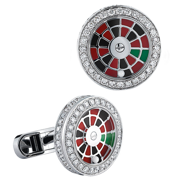Jacob & Co. Roulette Wheel Cufflinks with Pave Set White Diamonds Image 1