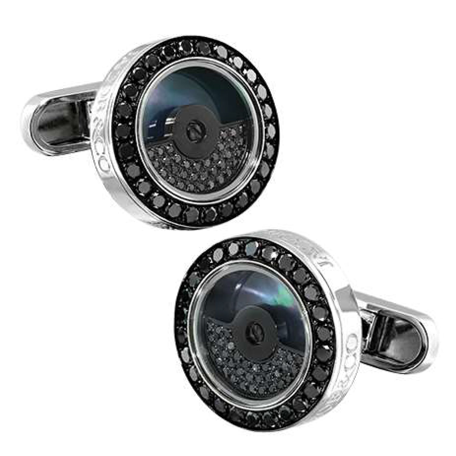 Rotor Cufflinks with Pave Set Black Diamonds Cufflinks