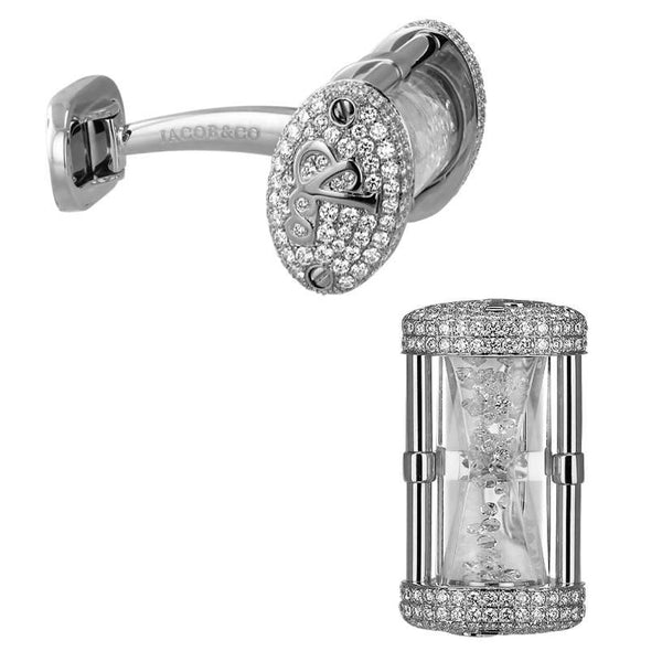 Jacob & Co.  Hour Glass Cufflinks with White Diamonds Image 1