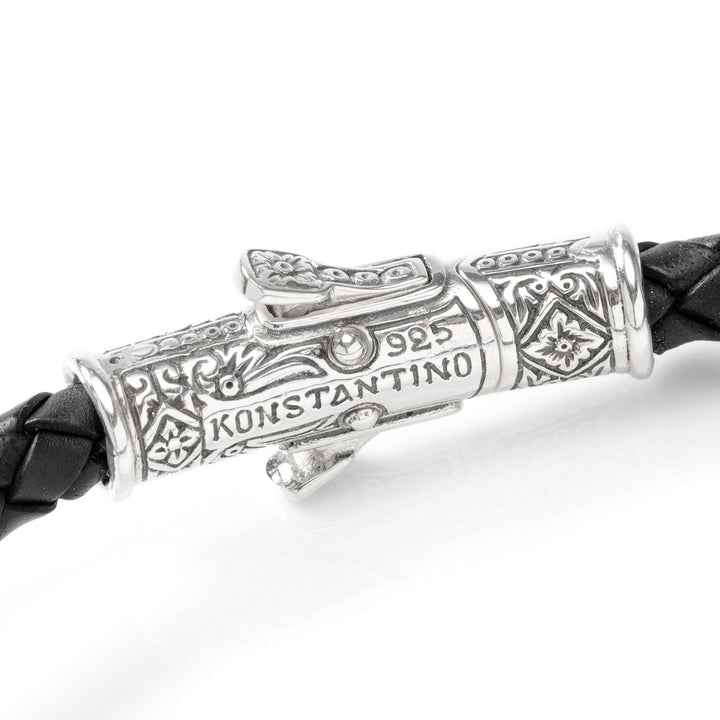 Sterling Silver Black Leather Bracelet Image 5