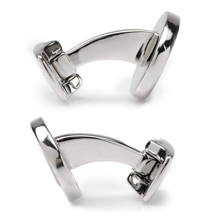 Classic White Rhodium & Mother of Pearl Oval Cufflinks Image 3