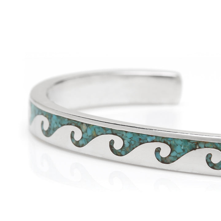 Sterling Turquoise Wave Open Bracelet Image 3