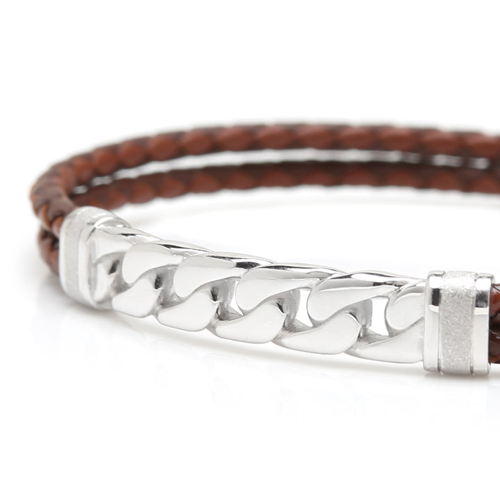 Sterling Chain and Hook Leather Bracelet Image 3