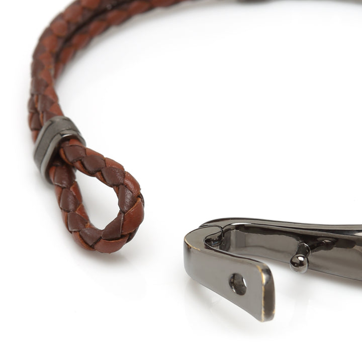 Gunmetal Chain and Hook Leather Bracelet Image 4