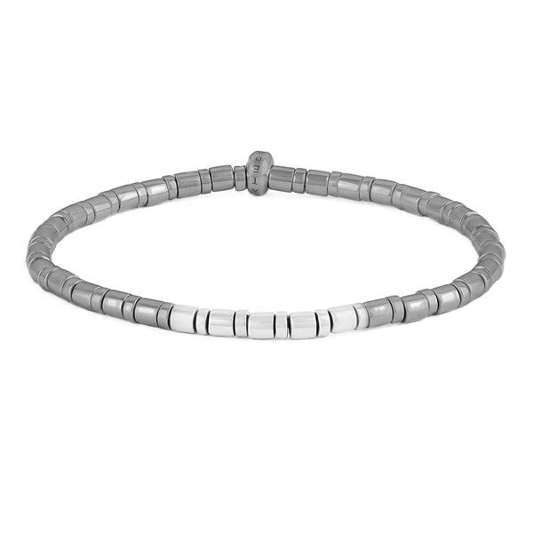 Sterling Silver Gray Bamboo Weave Bracelet (17.5CM) Image 1