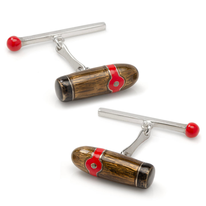 Sterling Silver Cigar and Match Cufflinks Image 1