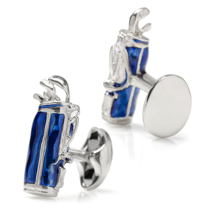 Sterling Silver Blue Golf Bag Cufflinks
 Image 4