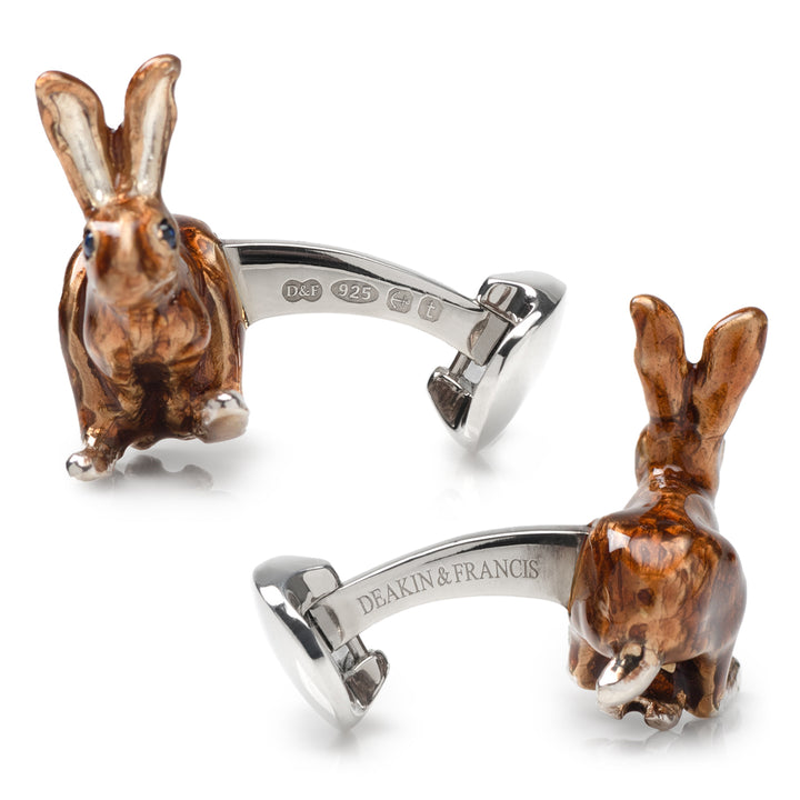Sterling Silver Brown Hare Cufflinks with Sapphire Eyes Image 3