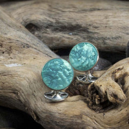 Sterling Silver Summer Haze Enamel Cufflinks in Turquoise Image 5