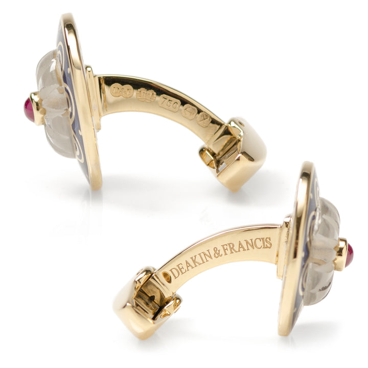 18ct Yellow Gold Round Cufflinks with Ruby Center Image 6