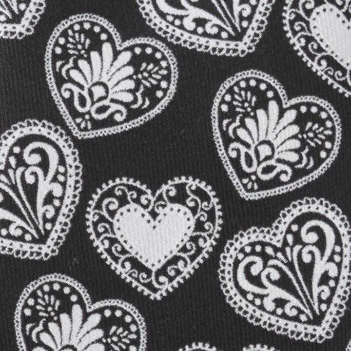 Black and White Paisley Heart Men's Tie Image 4