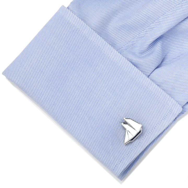 Blue and White Sailboat Cufflinks Image 3
