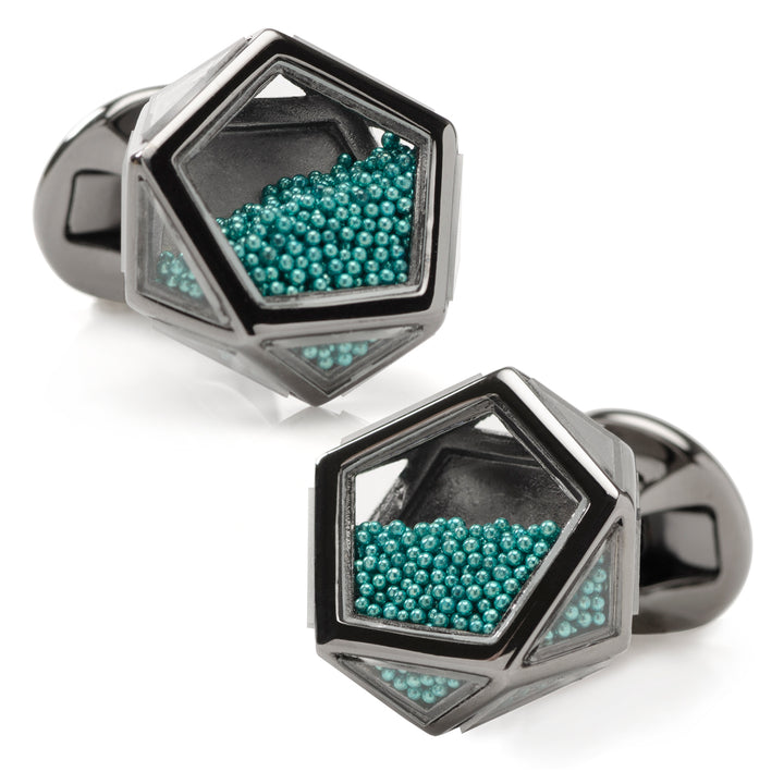 Blue Caviar Bead Pentagon Cufflinks Image 1