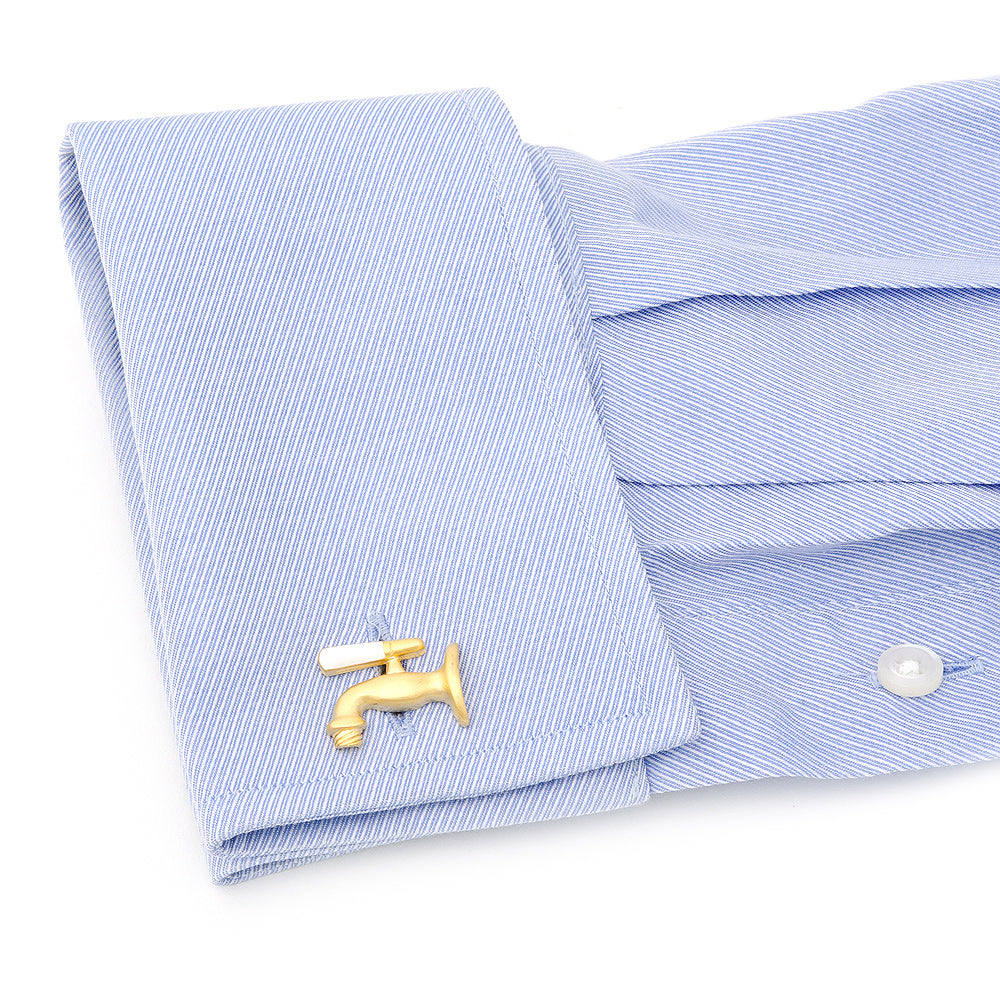 Matte Gold Beer Tap Cufflinks Image 4