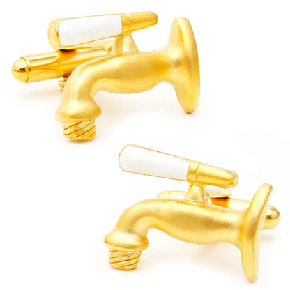 Matte Gold Beer Tap Cufflinks Image 1