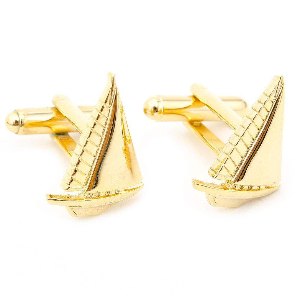 Gold Sailboat Cufflinks Image 2