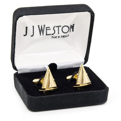 Gold Sailboat Cufflinks Image 5