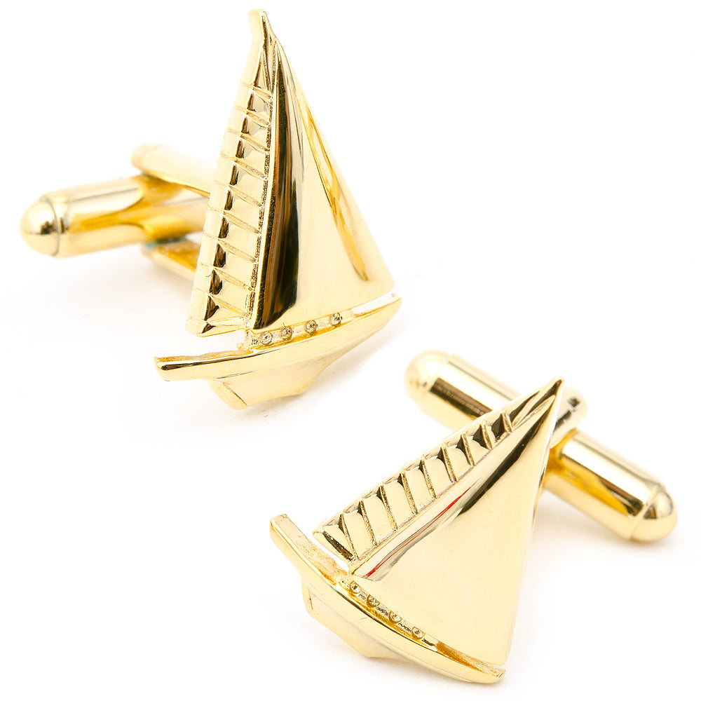 Gold Sailboat Cufflinks Image 1