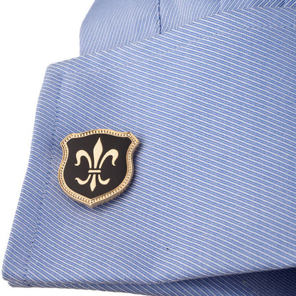 Black Enamel Fleur di Lis Cufflinks Image 2