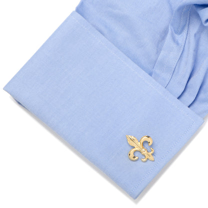 Gold Etched Fleur de Lis Cufflinks Image 3