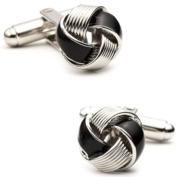 Black Enamel Love Knot Cufflinks Image 1