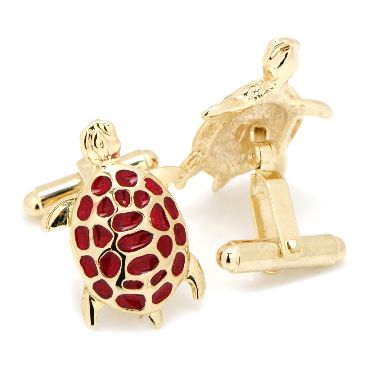 Red and Gold Turtle Cufflinks Image 2