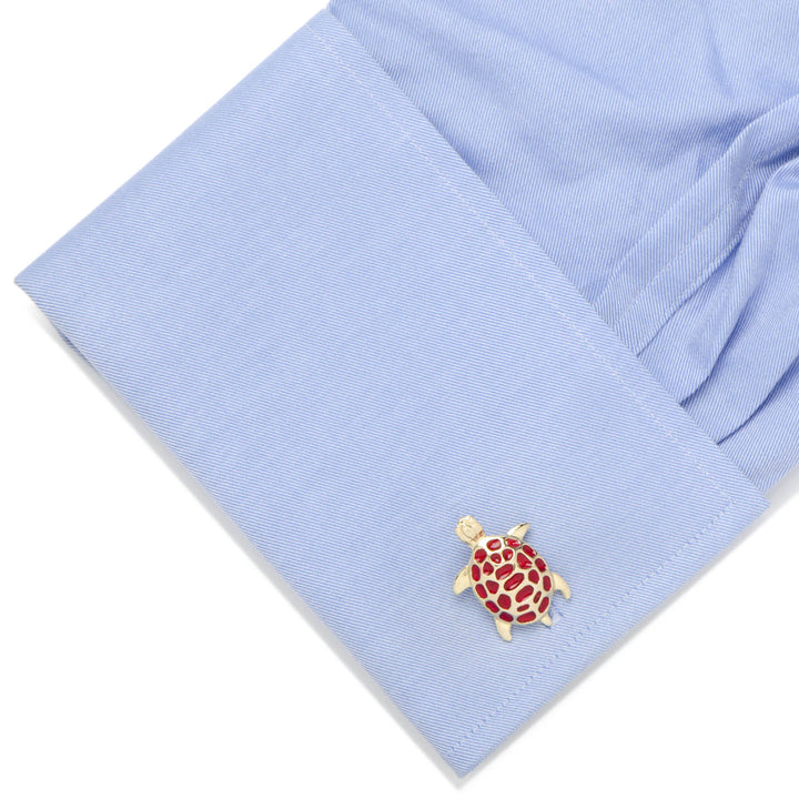 Red and Gold Turtle Cufflinks Image 3