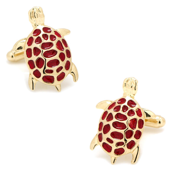 Red and Gold Turtle Cufflinks Image 1