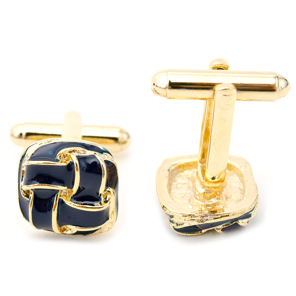 Blue Enamel Woven Knot Cufflinks Image 3