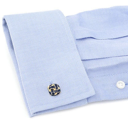 Blue Enamel Woven Knot Cufflinks Image 4