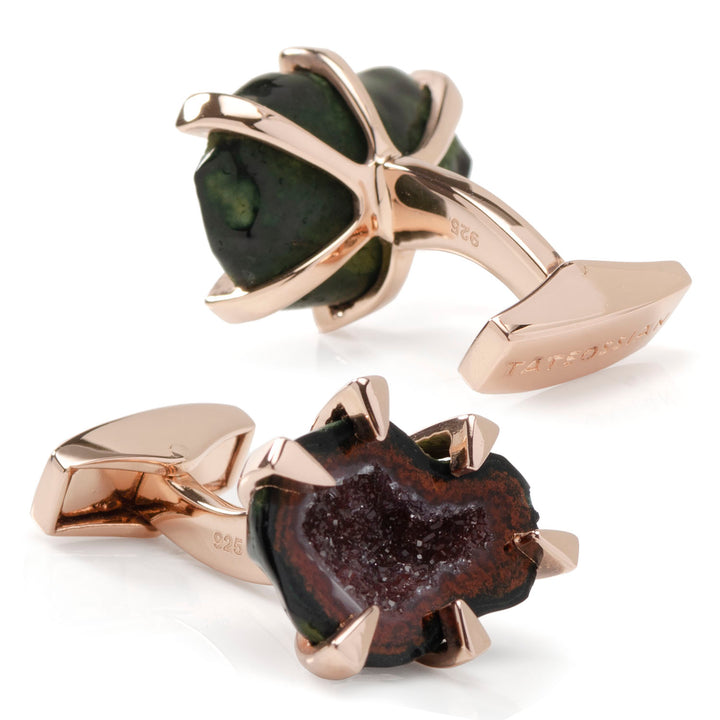 Red Geode Rose Gold Plated Sterling Silver Cufflinks Image 3