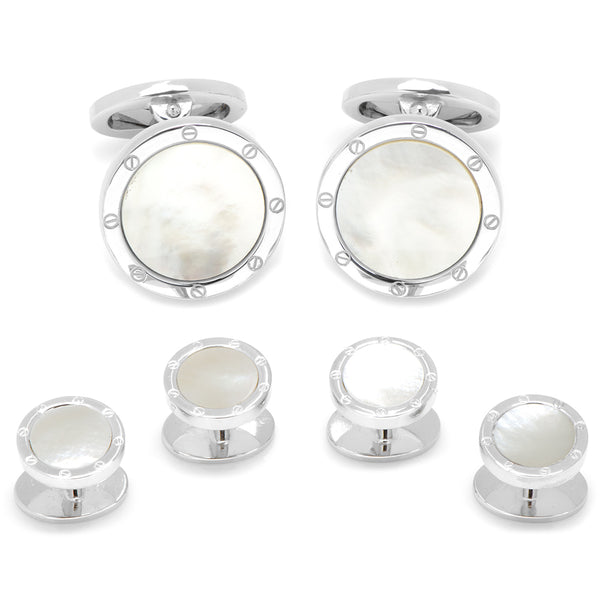 Mother of Pearl Round Screw Stud Set Image 1