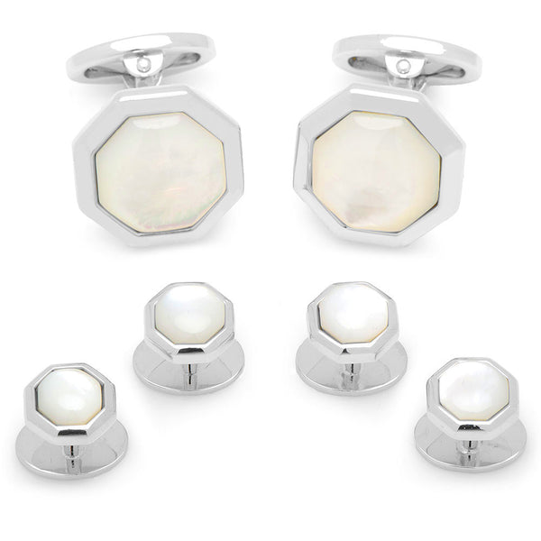 Octagon Mother of Pearl Tuxedo Cufflinks and Studs Image 1