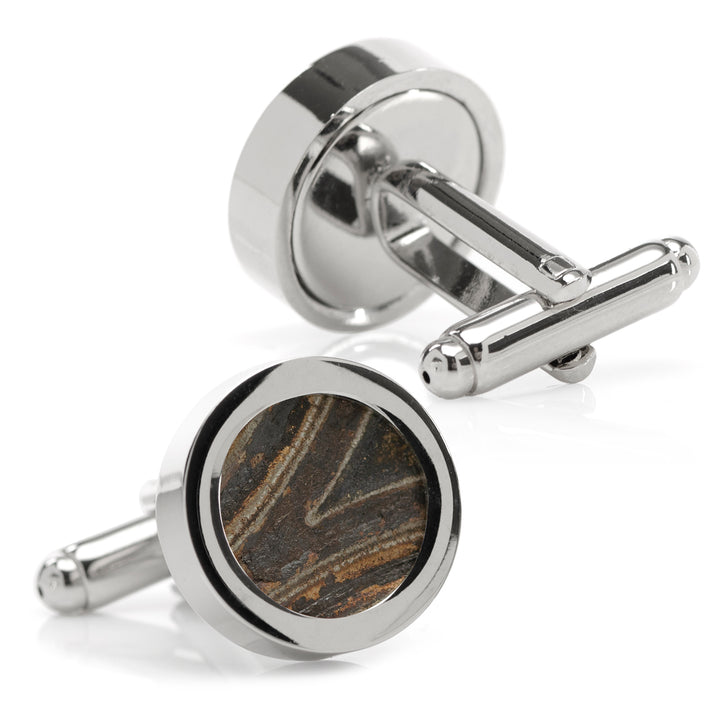 Car Engine Gasket Cufflinks in Black and Silver Image 2