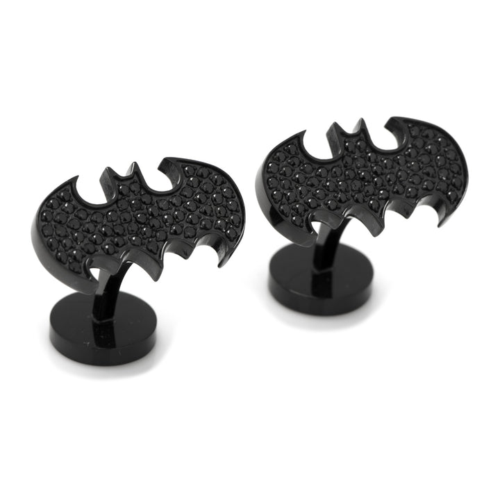 Stainless Steel Black Pave Crystal Batman Cufflinks Image 2