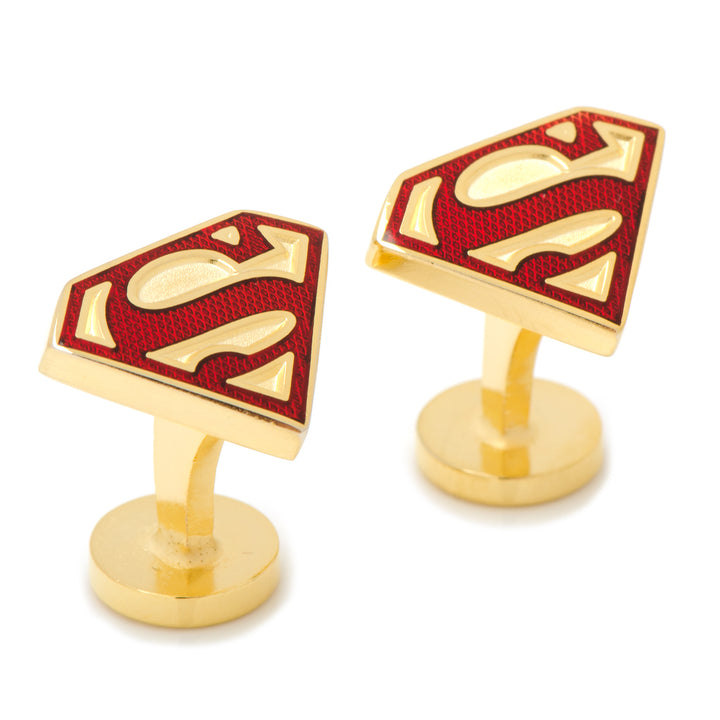 Gold Enamel Superman Shield Cufflinks Image 2