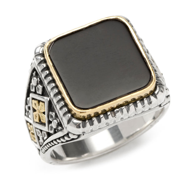 Sterling Silver & 18k Gold Black Onyx Ring Image 1