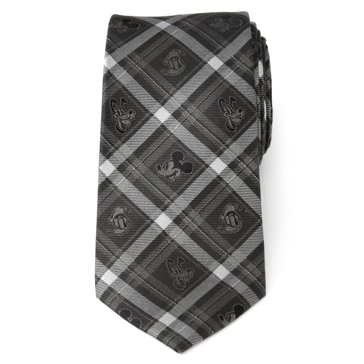 Mickey and Friends Charcoal Plaid Men's Tie Image 3