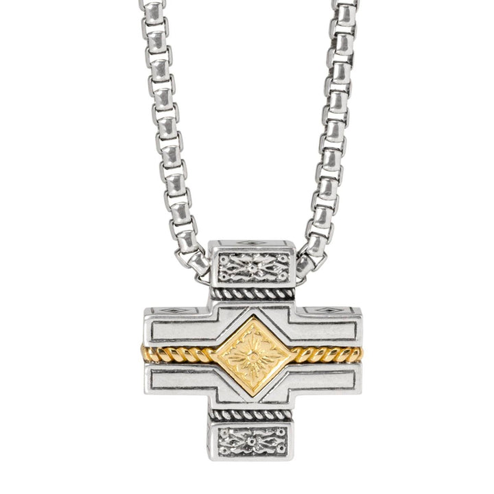 Sterling Silver & 18K Gold Cross Necklace Image 2