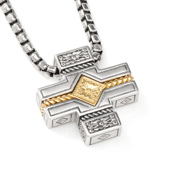 Sterling Silver & 18K Gold Cross Necklace Image 1