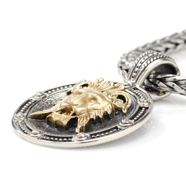 Sterling Silver & Bronze Lionhead Necklace Image 4
