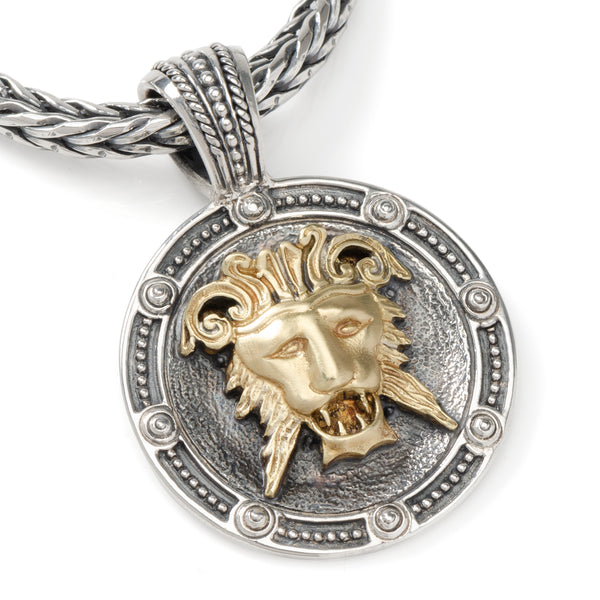 Sterling Silver & Bronze Lionhead Necklace Image 1