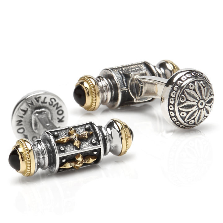 Sterling & Gold Bar Cufflinks w/ Black Onyx and Gold Accents Image 2
