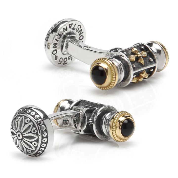 Sterling & Gold Bar Cufflinks w/ Black Onyx and Gold Accents Image 3