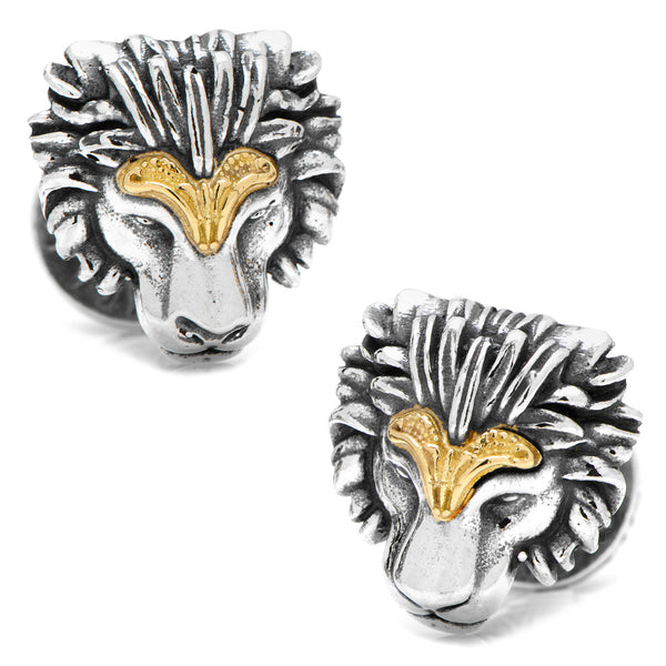Sterling Silver & 18k Gold Lion Cufflinks Image 1