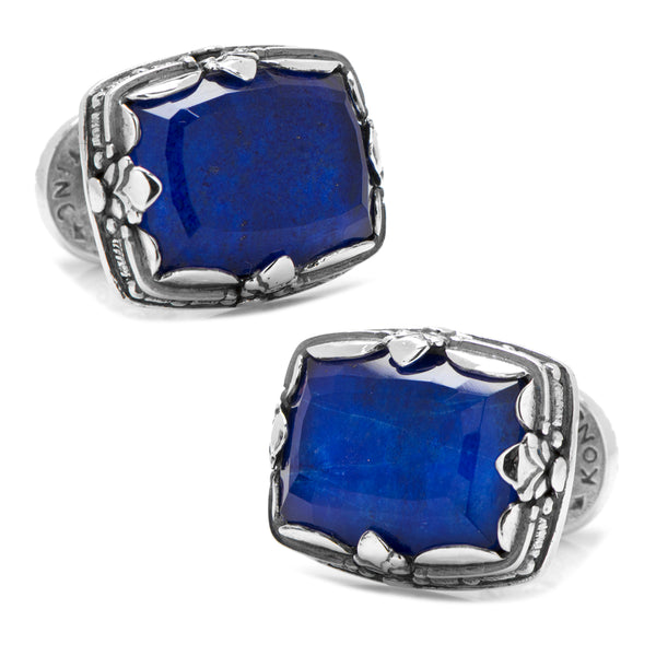Sterling Silver and Lapis Faceted Doublet Cufflinks Image 1