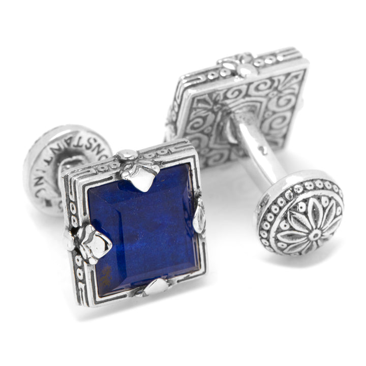 Sterling Silver and Lapis Faceted Square Cufflinks Image 2